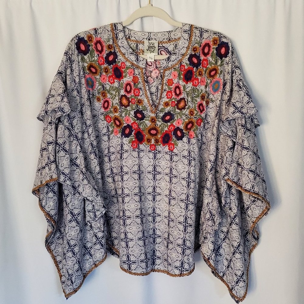 Ivy Jane Embroidered Poncho Top